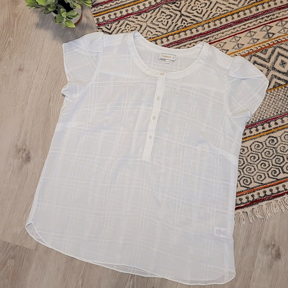 White Capped Sleeve Blouse (Large)